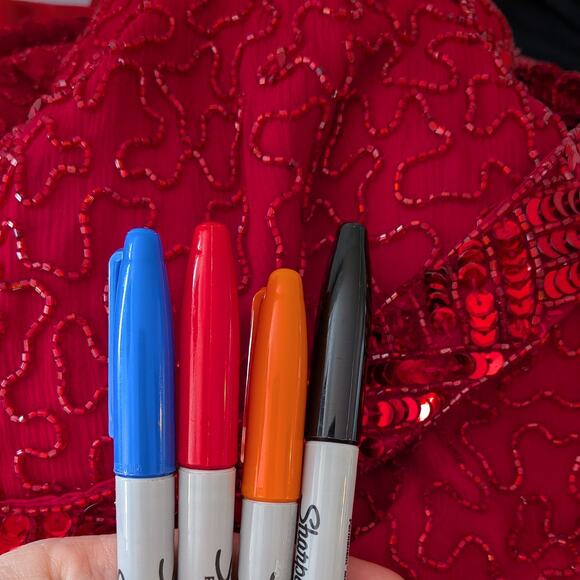 Vintage Cache Prom Dress Maxi Gown Red XS Glam Silk Bead 90s Y2K Pageant Classic - Picture 11 of 16